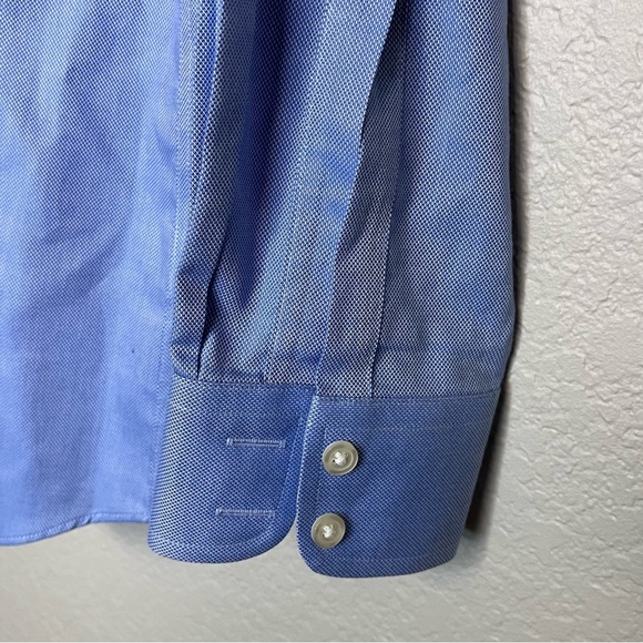 Charles Tyrwhitt Extra Slim Fit No Iron Button Down Blue Shirt Men's Size 16/35 - Picture 8 of 13